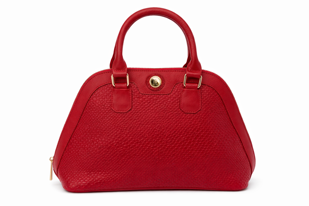 Bolso Verona rojo en cuero con herrajes dorados - Batistello