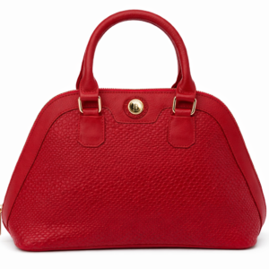 Bolso Verona rojo en cuero con herrajes dorados - Batistello